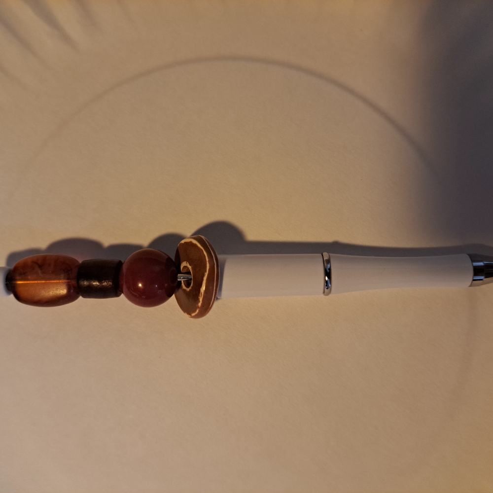 Elegant Beaded Pen with Silver Accents,some Vintage beads